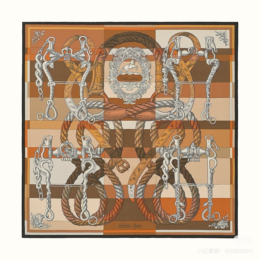 Hermes Scarf 90 CARRE DOUBLE FACE
DELLA
CAVALLERIA FINE
HG/MARRON/BEI GE/CARAM - Picture 5 of 8